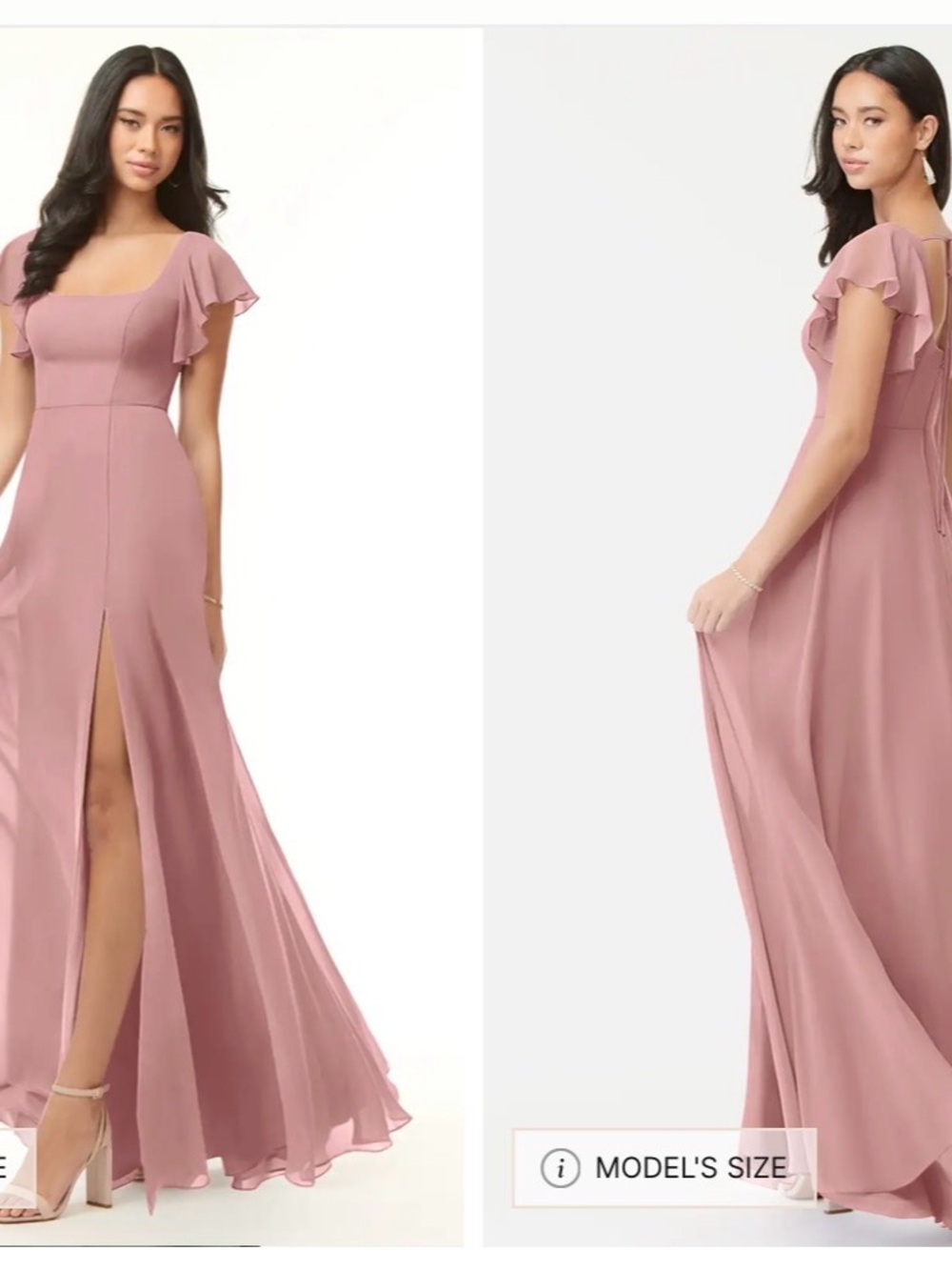 Azazie Dusty Rose Flutter-Sleeve Dress. Prom, Wedding or Special Occasion